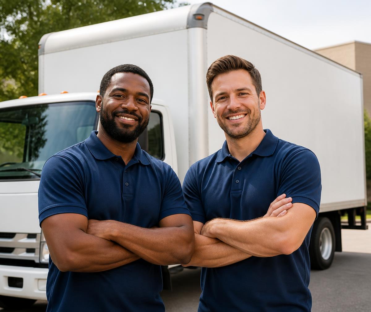 The Divine Delivery Service team standing in front of their delivery truck
